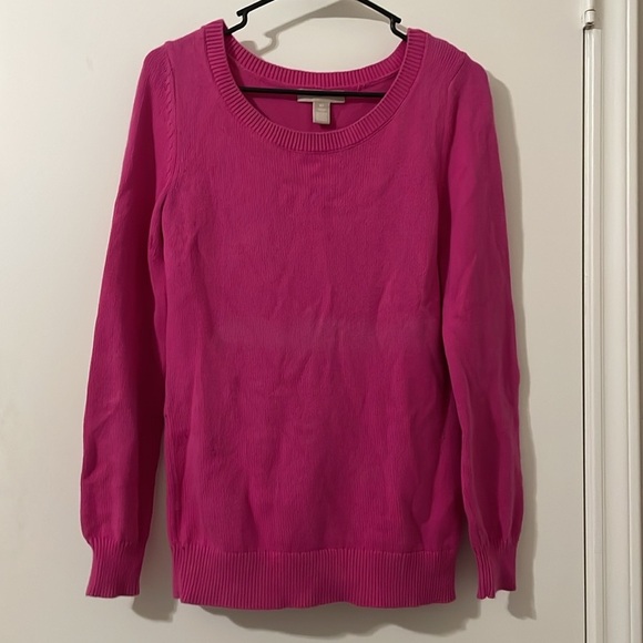 Banana Republic Sweater Womens XS Party Pink Sequin Elbow Patches - Picture 2 of 6